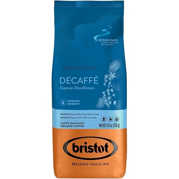 Bristot espresso decaffeinato | بريستو قهوة اسبريسو منزوعة الكافيين – 250 جرام