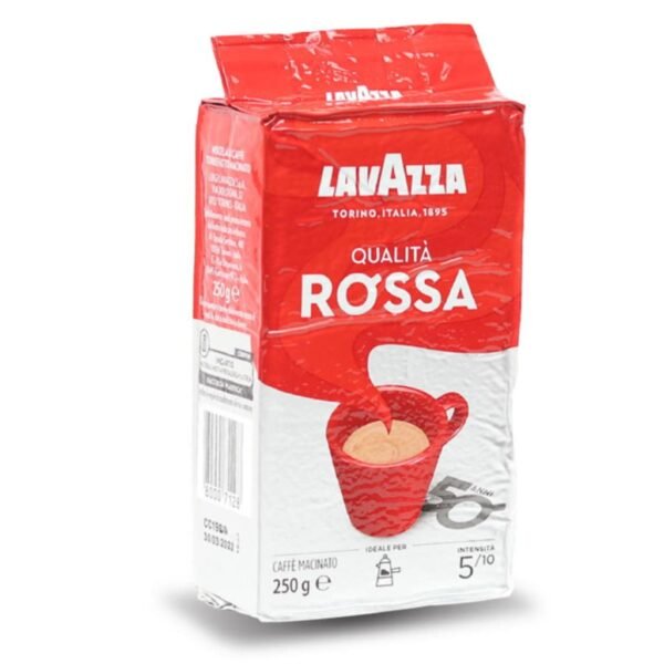 Lavazza Qualità Rossa قهوة مطحونة 250 جم – نكهة إيطالية غنية بمزيج أرابيكا وروبوستا