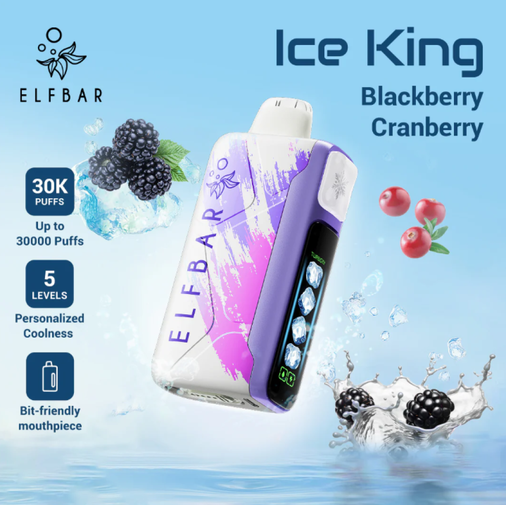 Elfbar Ice King 30K Cherry Blackberry Cranberry Disposable كرز توت ساقع