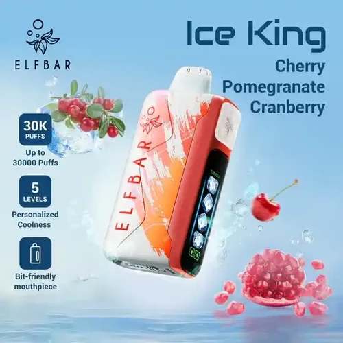 Elfbar Ice King 30K Cherry Pomegranate Cranberry Disposable كرز رمان توت ساقع